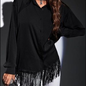 NEW INVENTORY 🎉🥂Drop Shoulder Fringe Hem Blouse🥂🎉